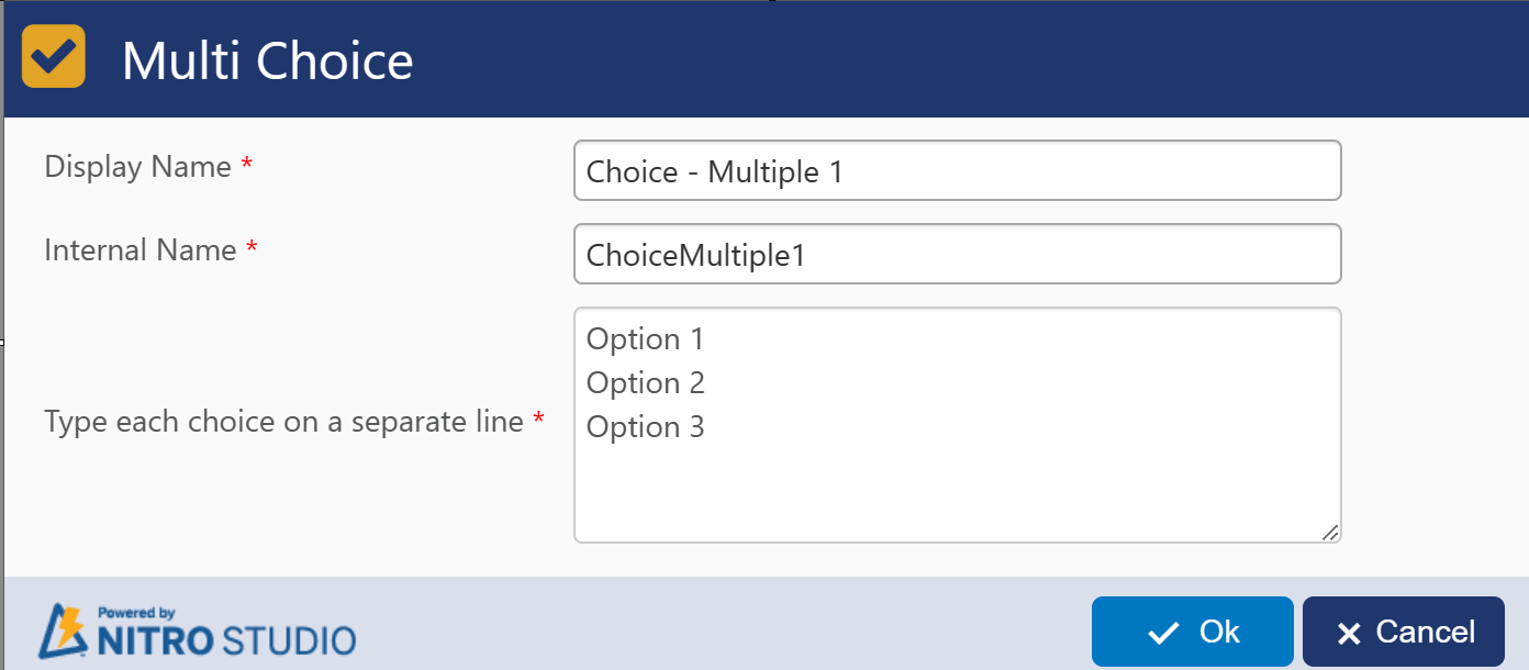 Choice multiple managed column