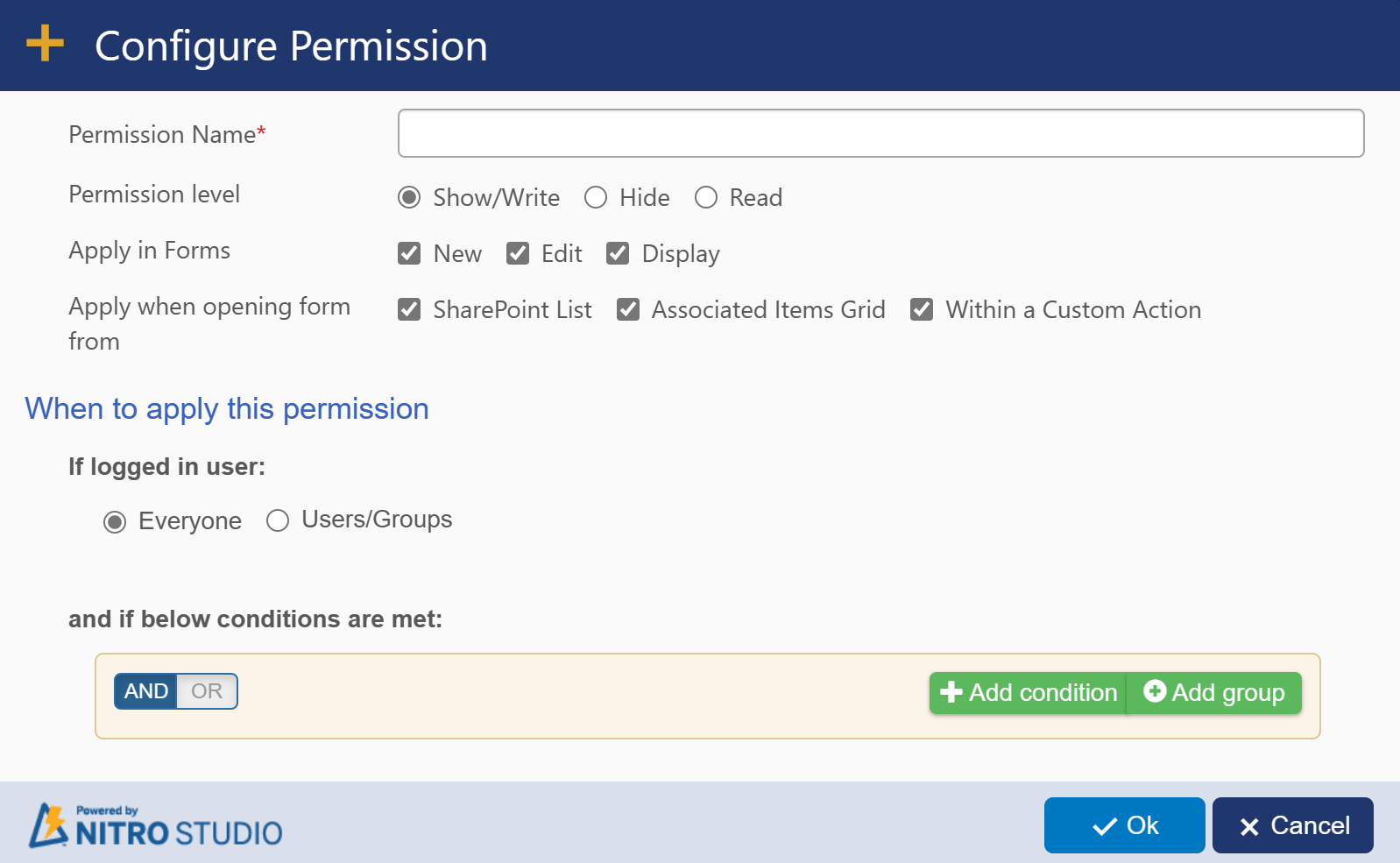 permission setting page