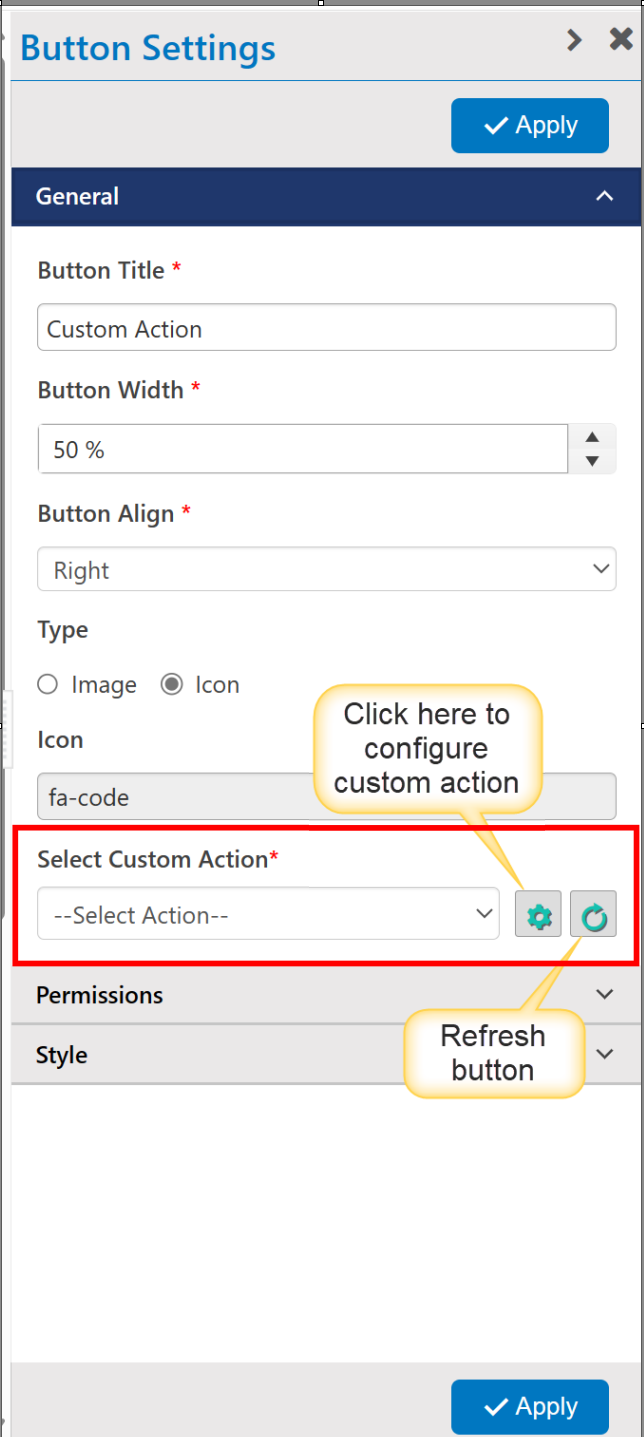 custom action button settings