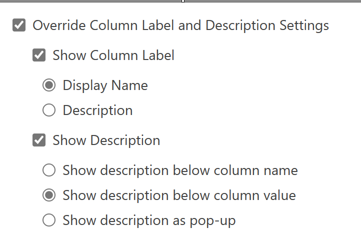 Show column label