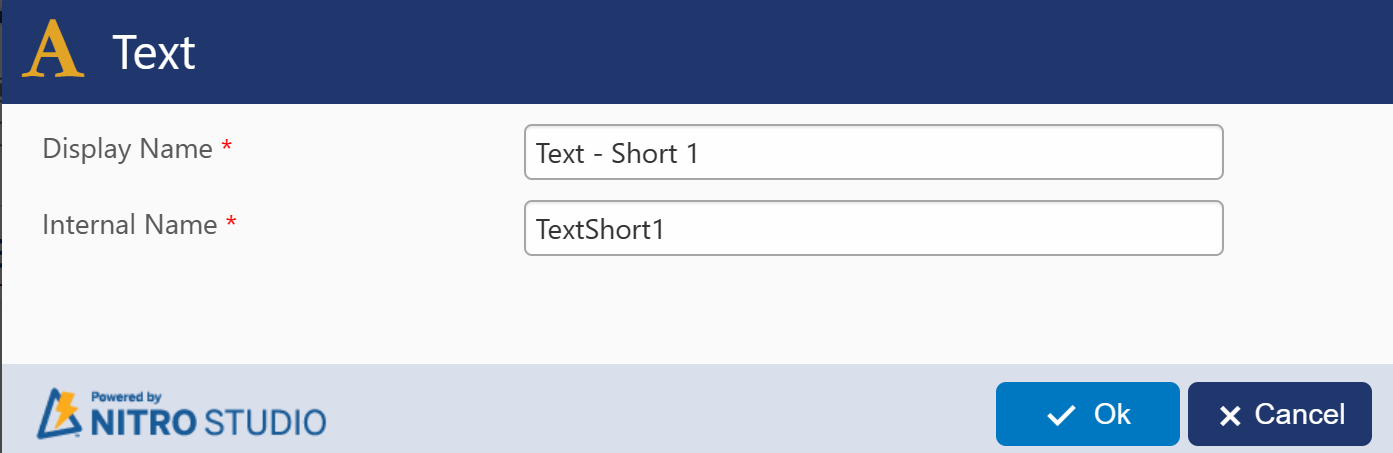 Text short managed column