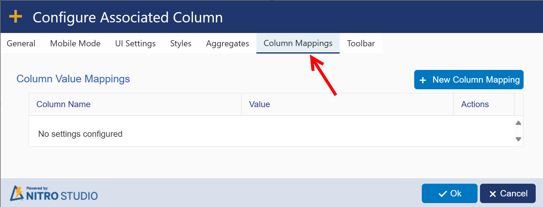Column mapping in associated item
