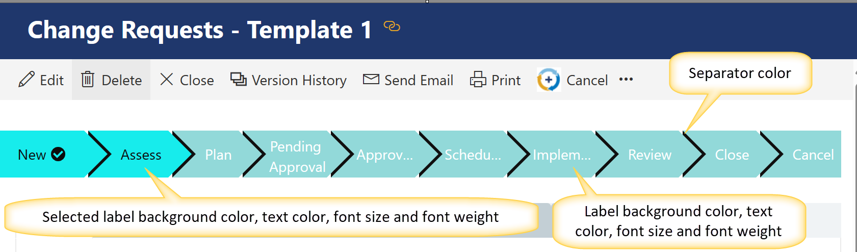 label color and font in choice bar