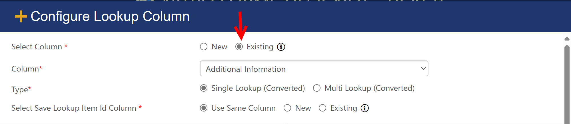 Use existing lookup column