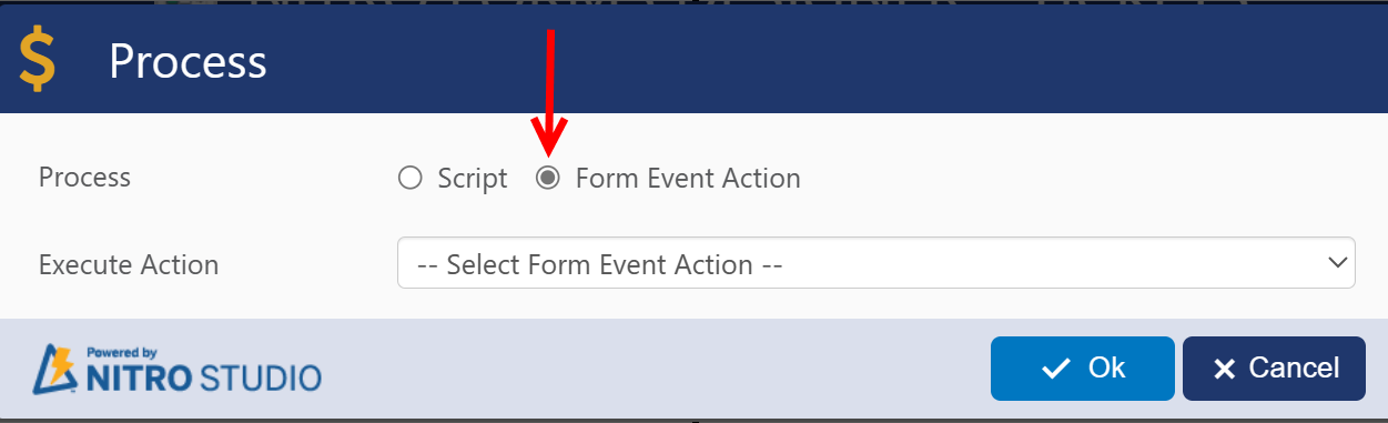 Form event action for script