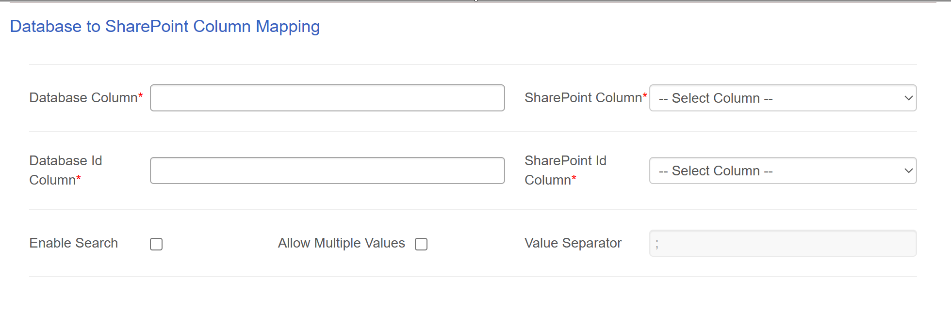 Database to sharepoint mapping