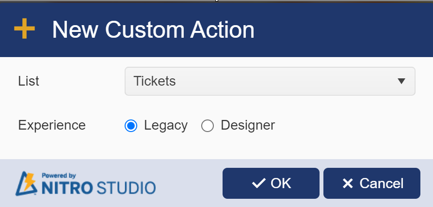 Legacy Custom action
