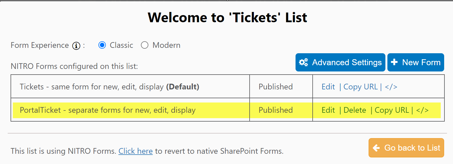 Tickets portal form