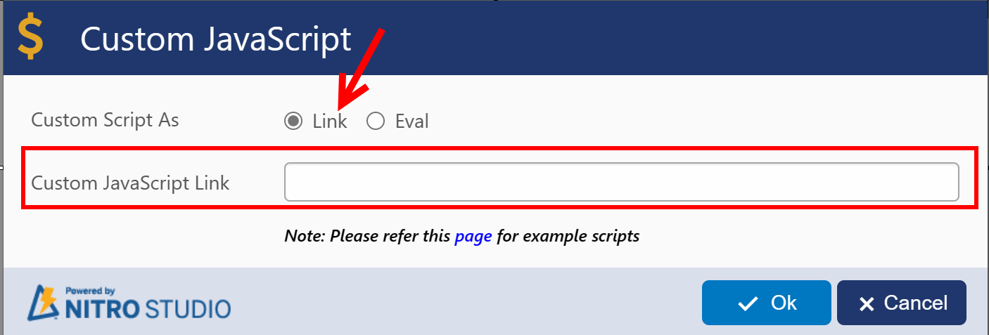 Link in javascript