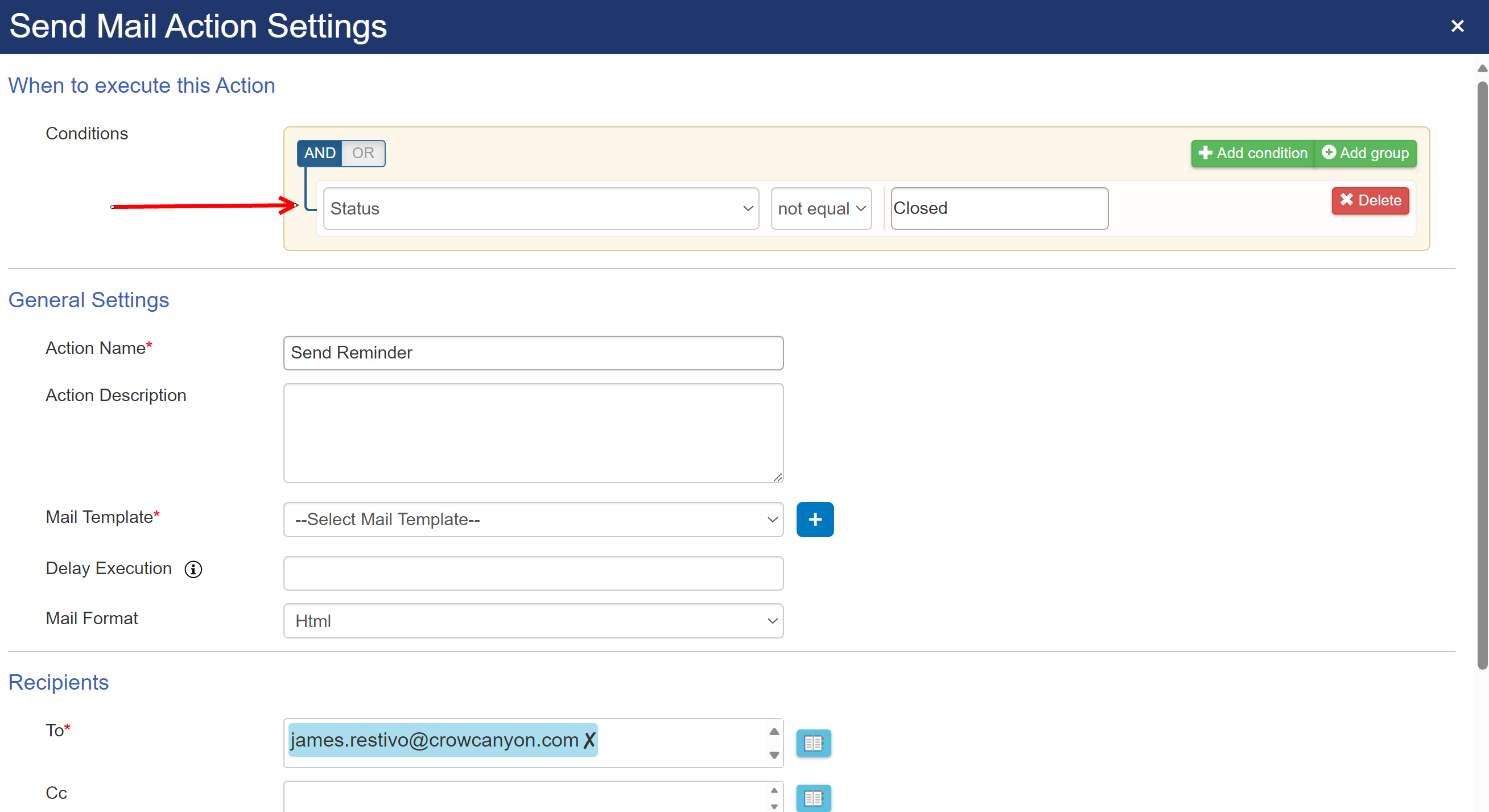 Legacy workflow wth condition