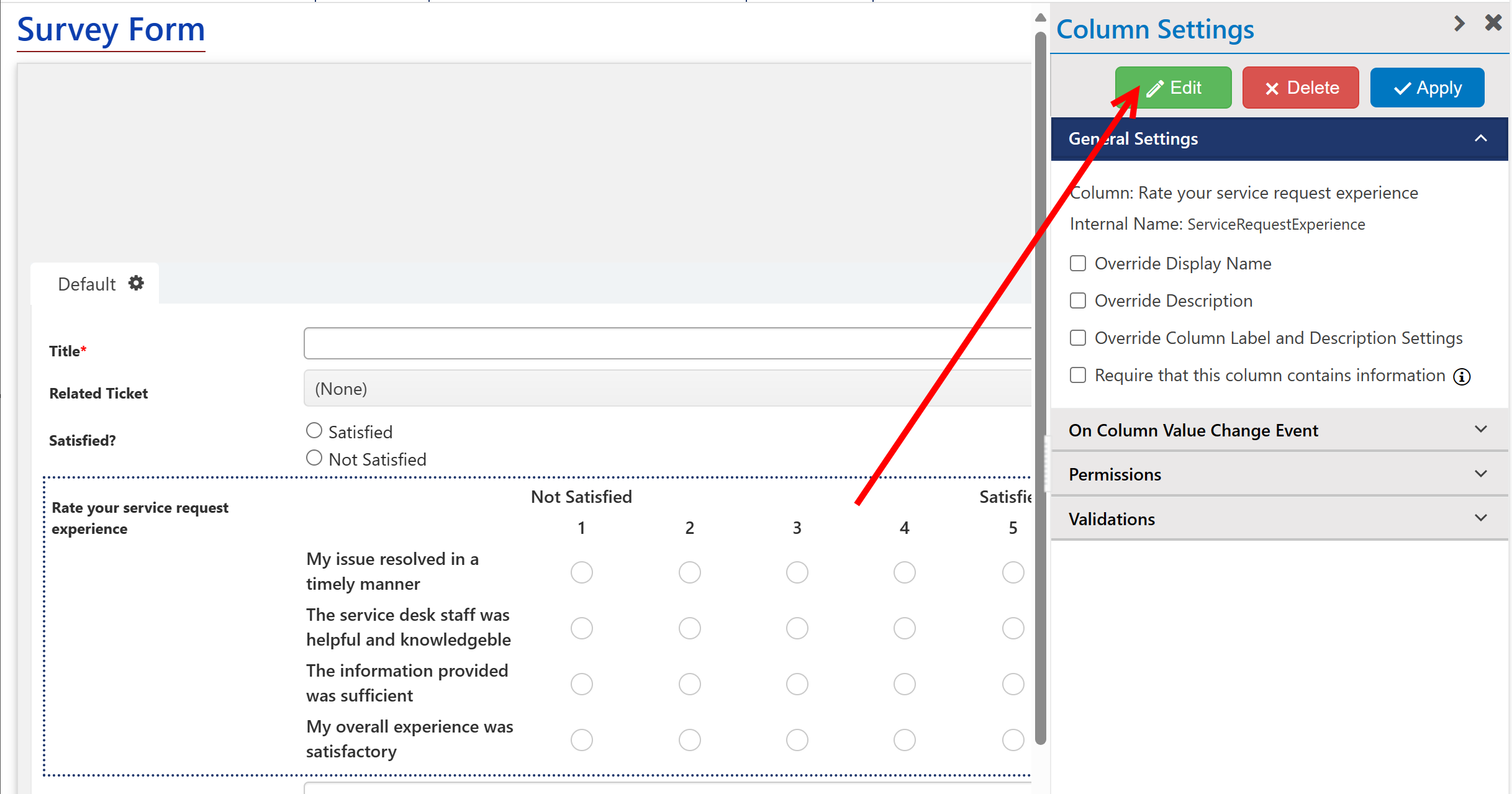 Edit rating column