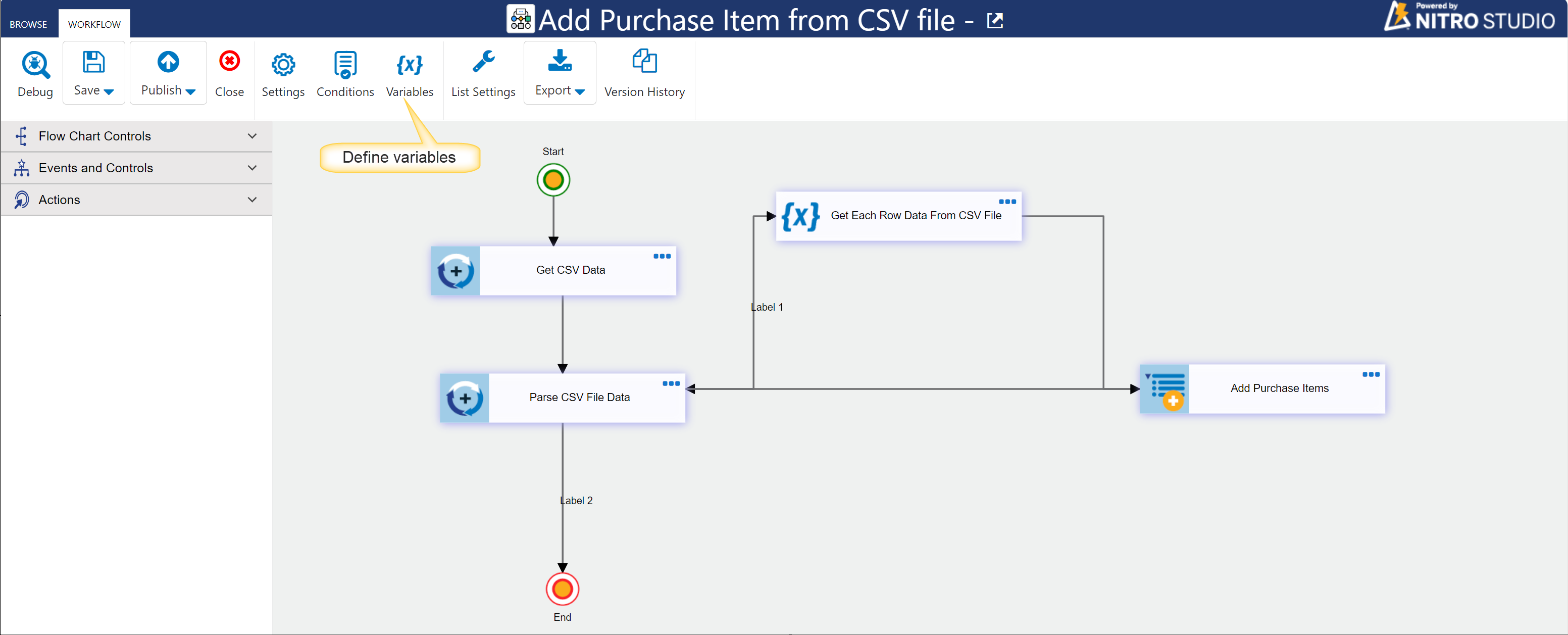 Add Purchase Items workflow