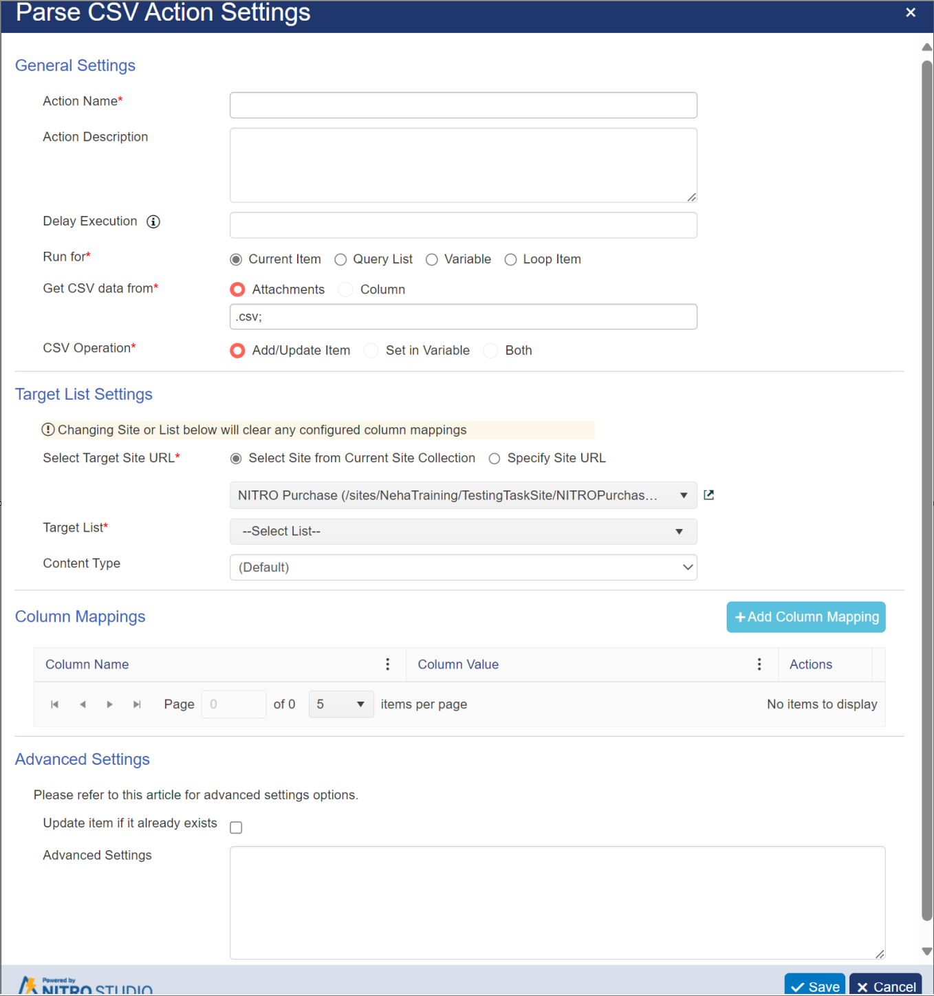 Parse CSV in designer