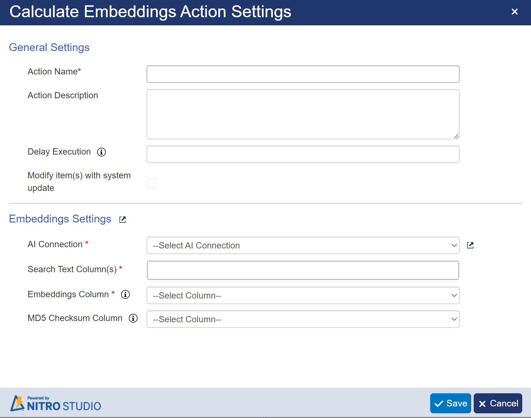 Calculate Embediding action in designer