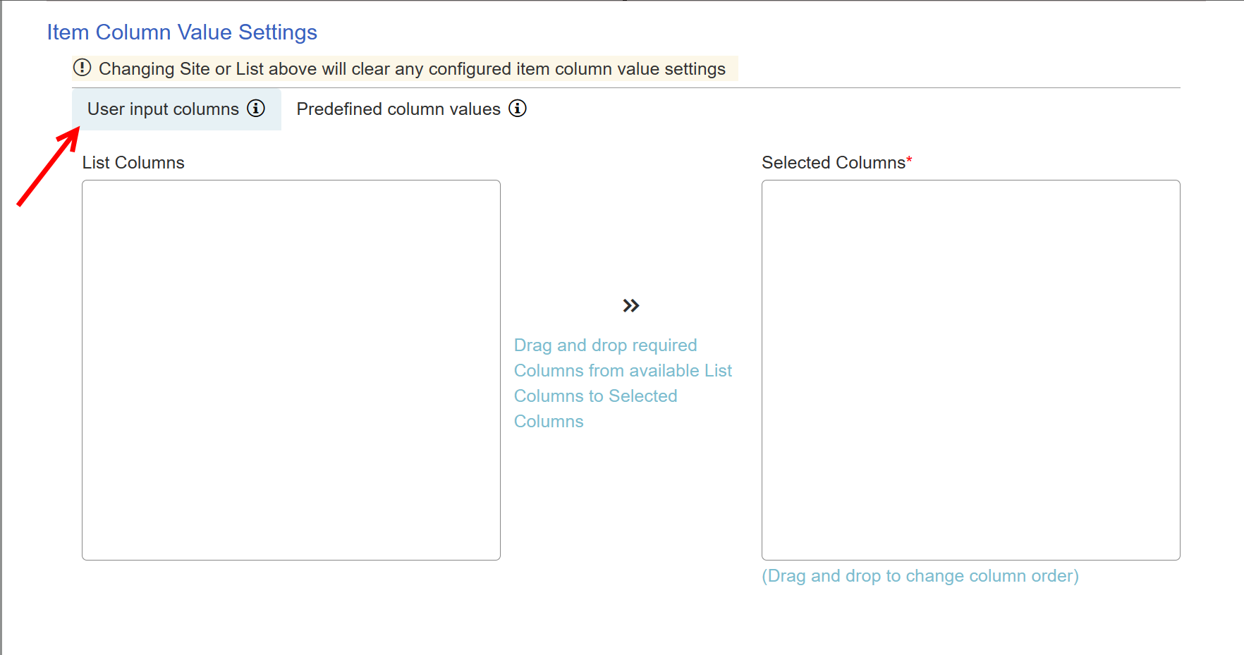 CA User input column