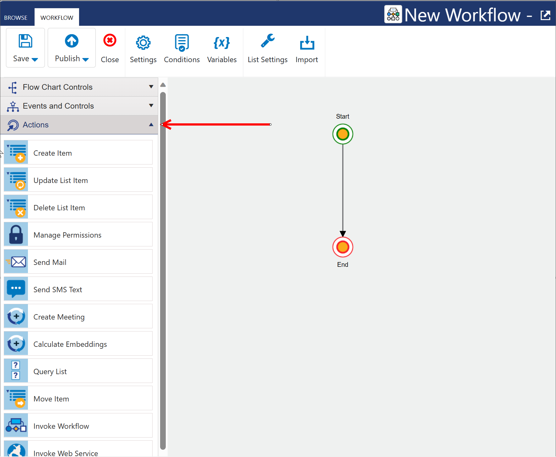 Designer workflow actions