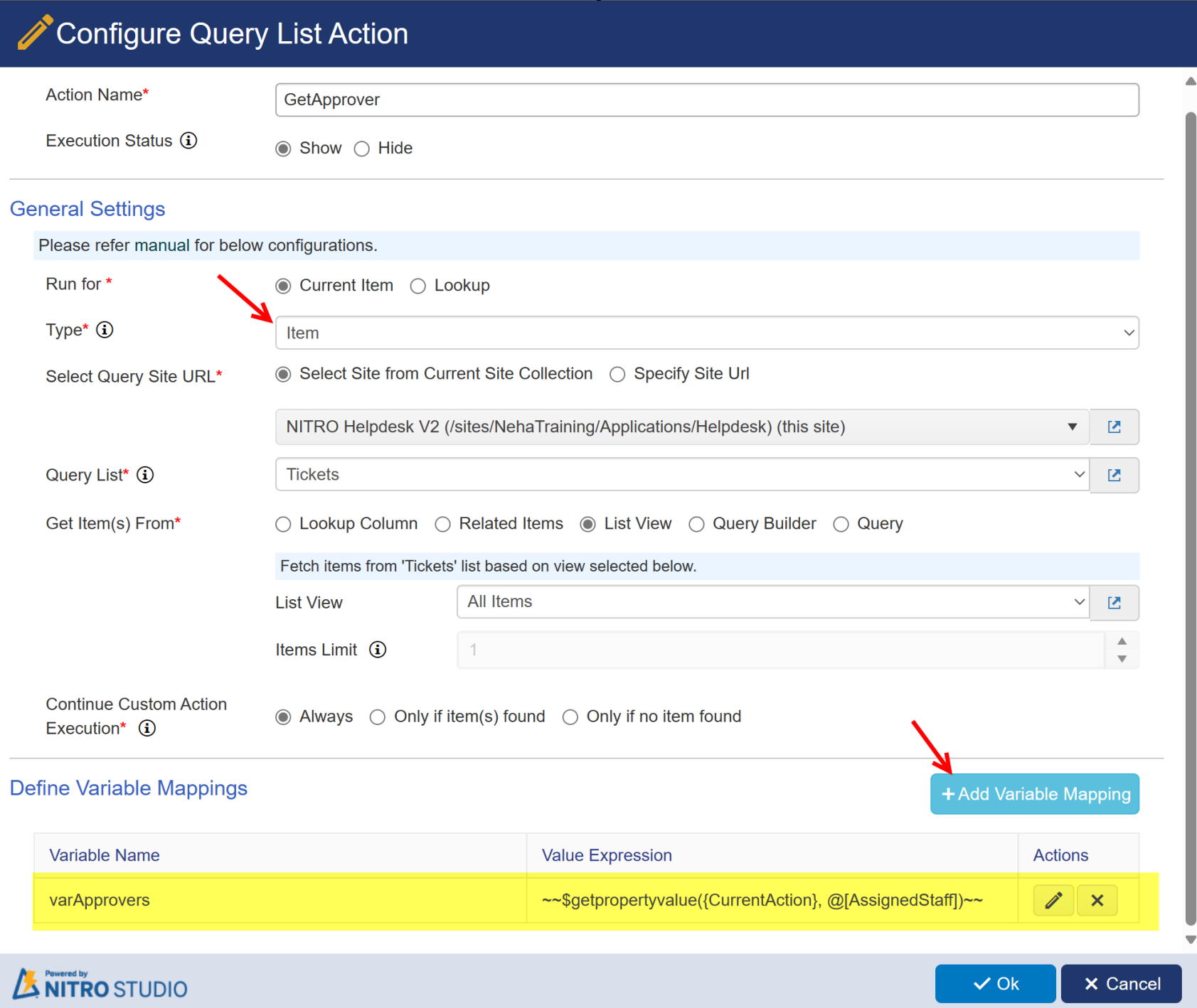 Set query list variable