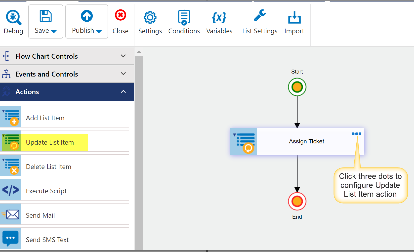 Configure update action