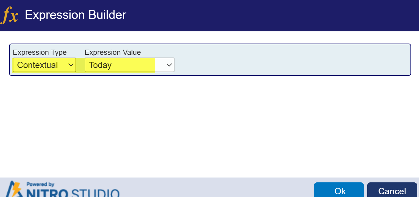 Today in expression Builder