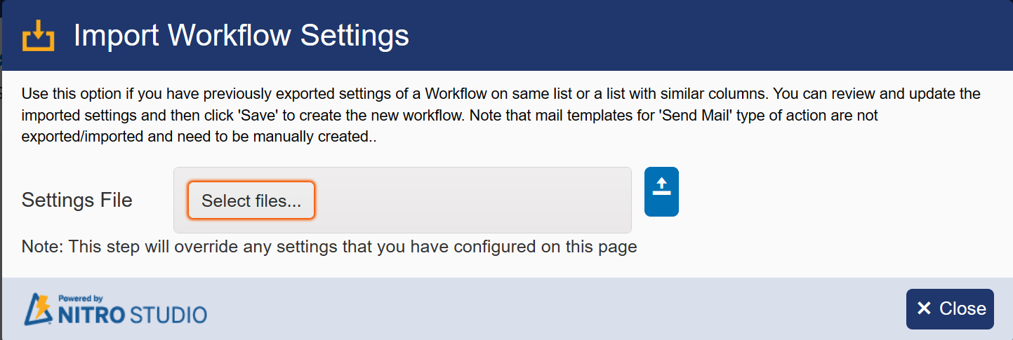 Import workflow setting