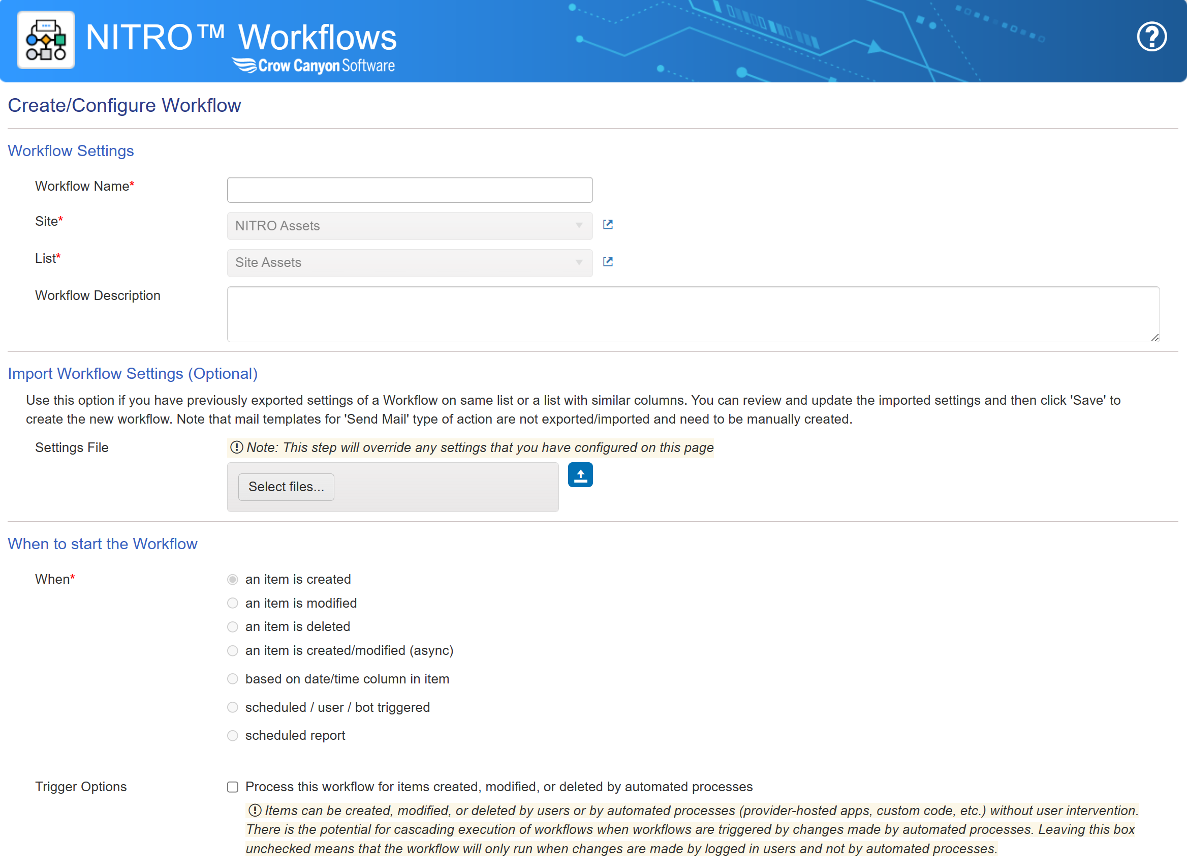 Legacy workflow 1