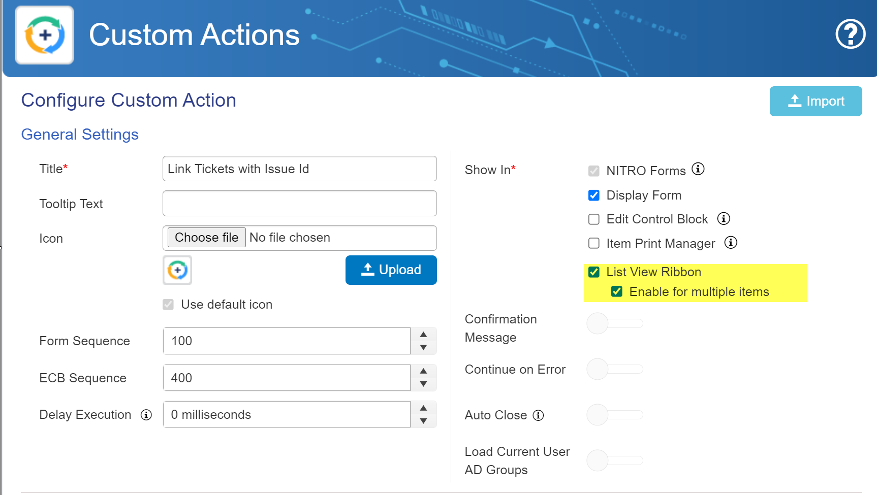 CA Usecase 3 Action setting