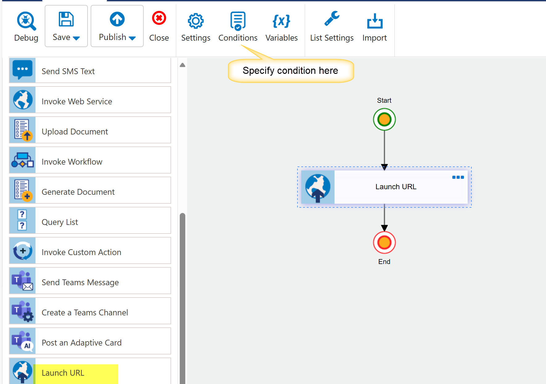 CA Specify condition in ribbon