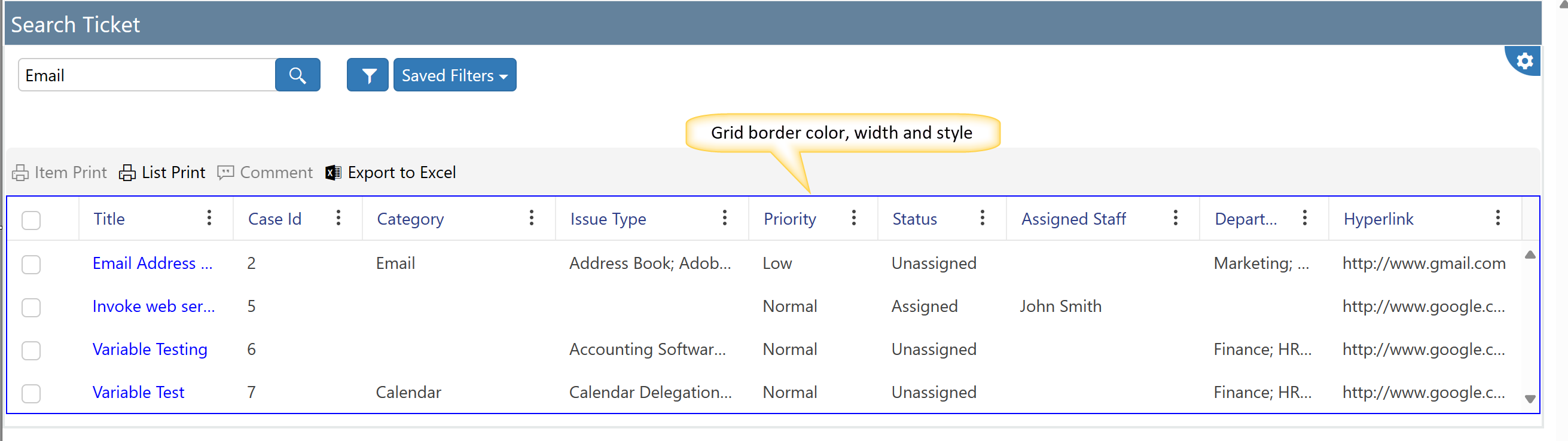 Grid settings