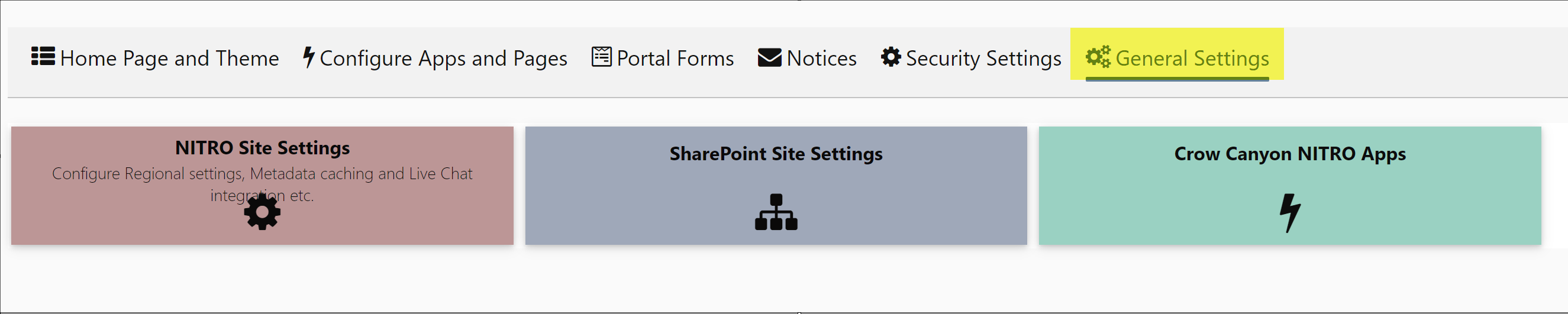 General Settings in classic portal