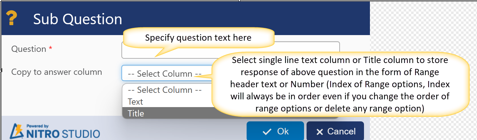 Sub Question section in Rating