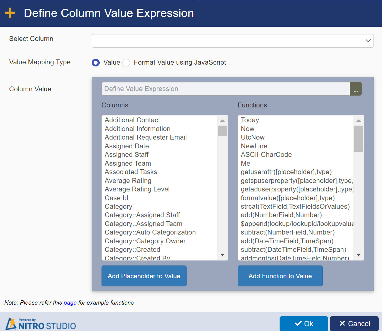 Column Mapping in upload action