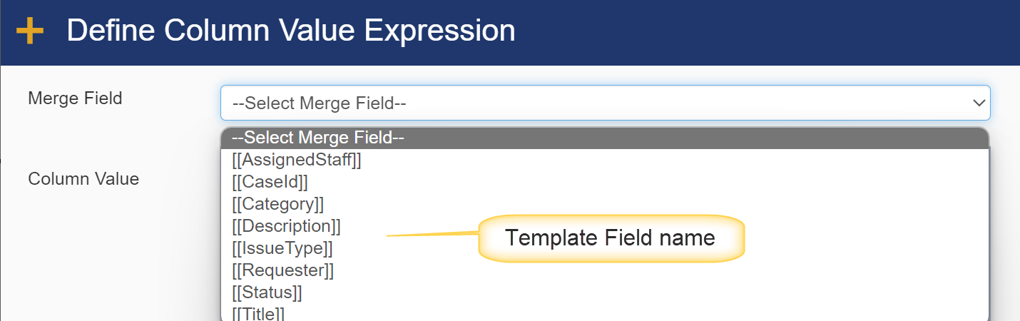 Sample excel merge fields name