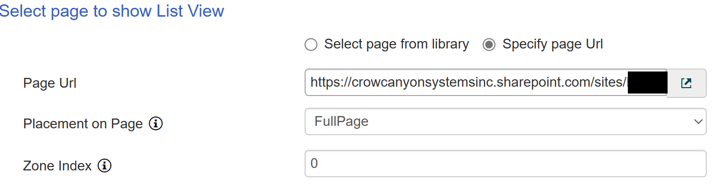 Specify page URL in classic