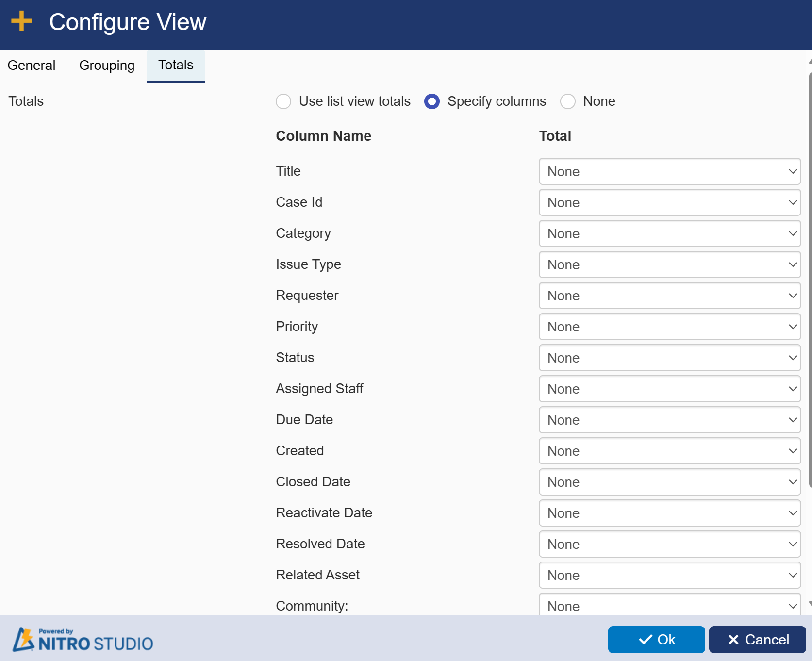 List view query Totals