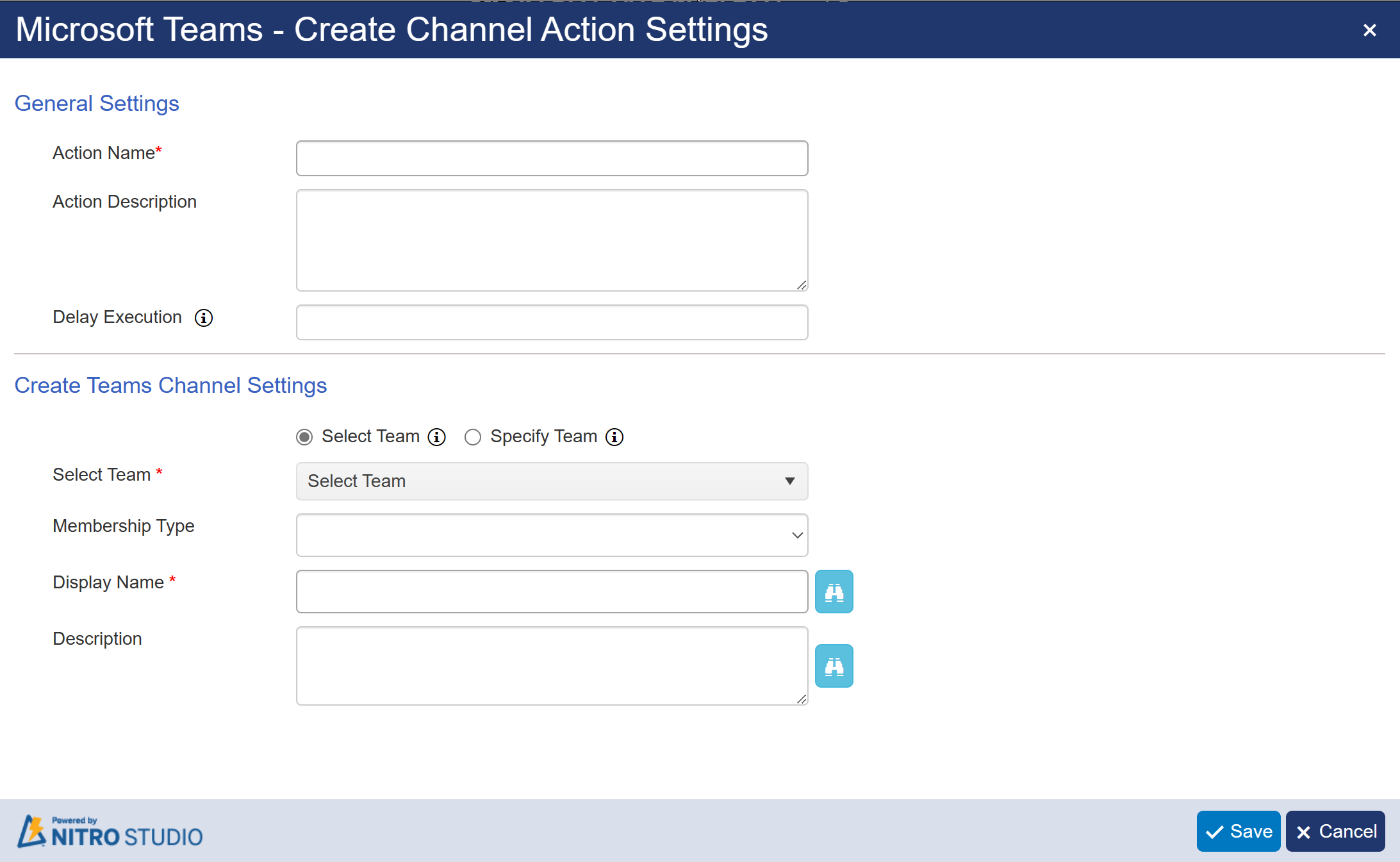 Create Team Channel in Designer