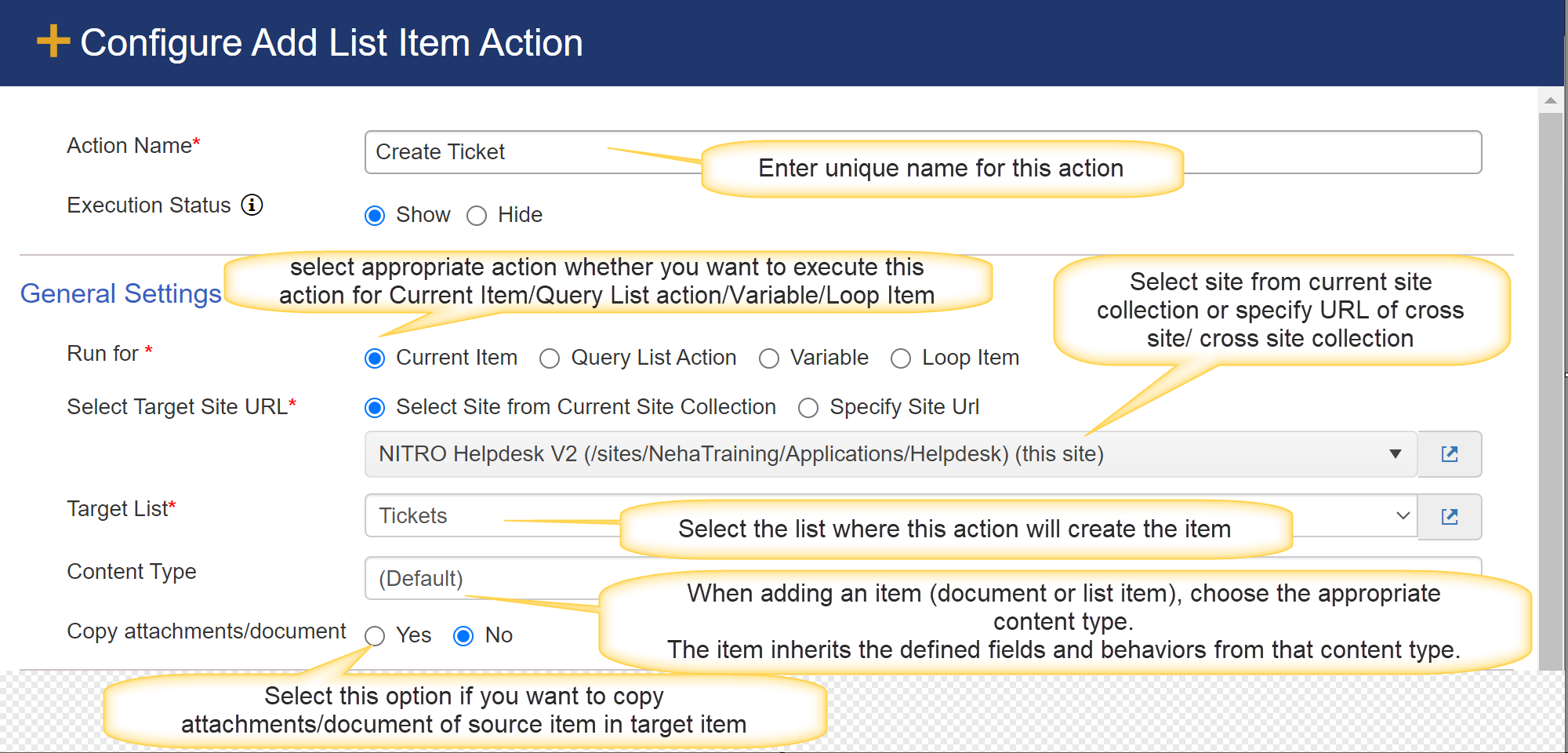 Action Setting