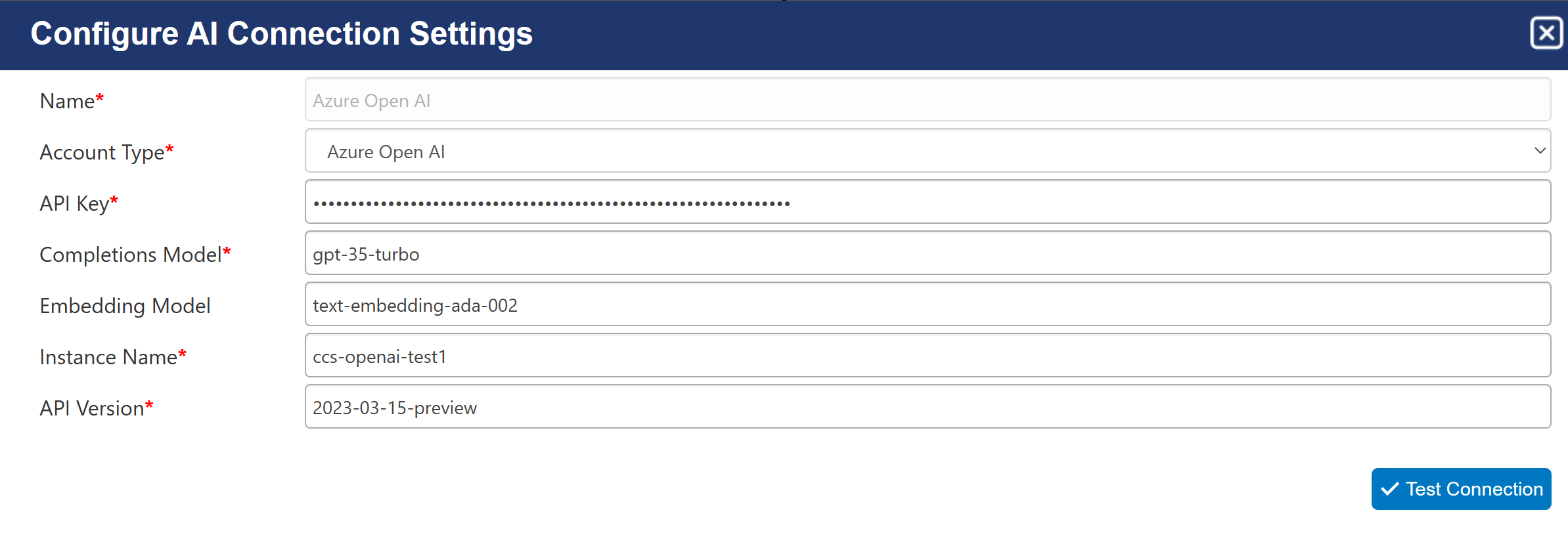 AI Connection Settings for Helpdesk