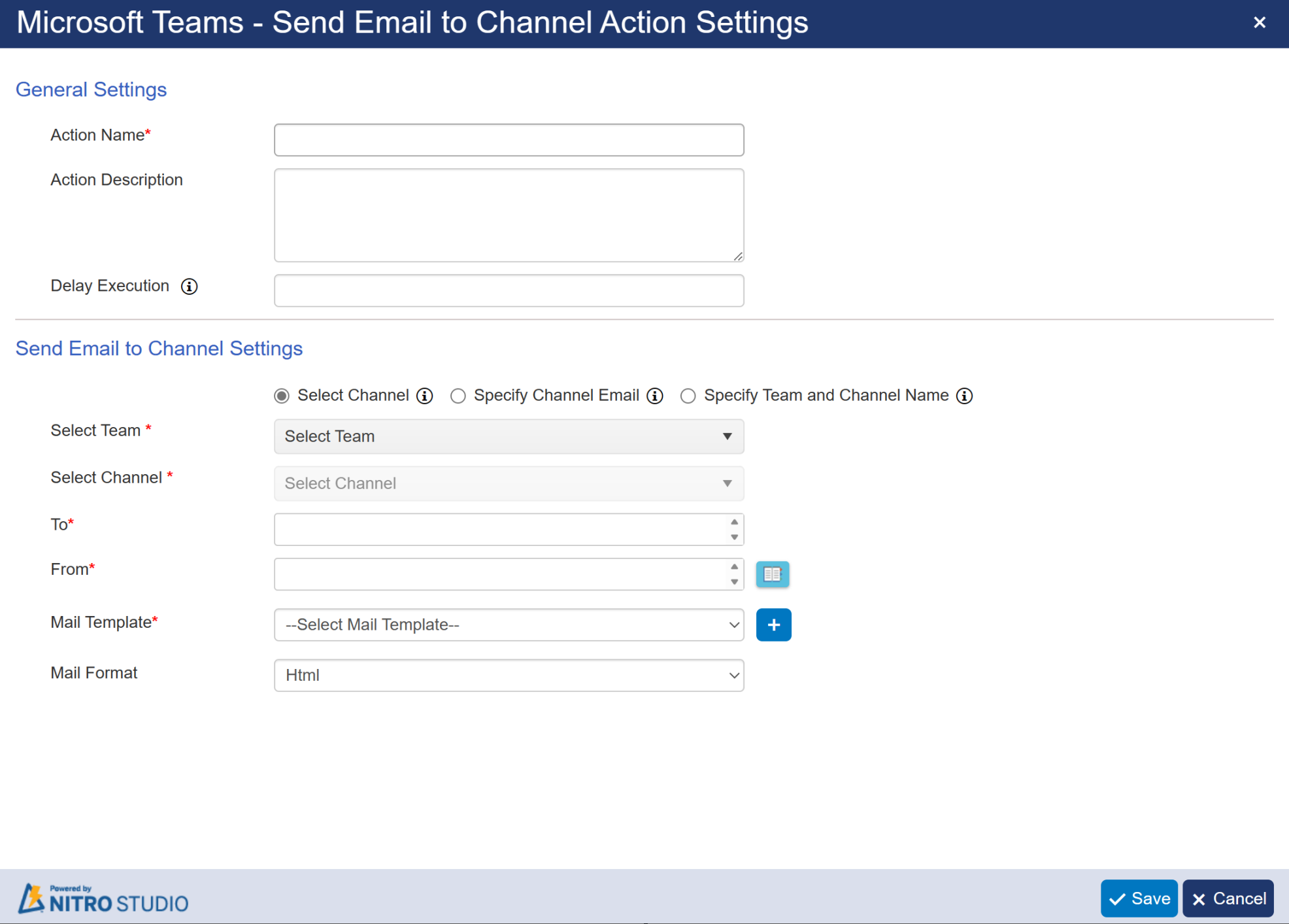 Send Mail to Team Channel in Designer