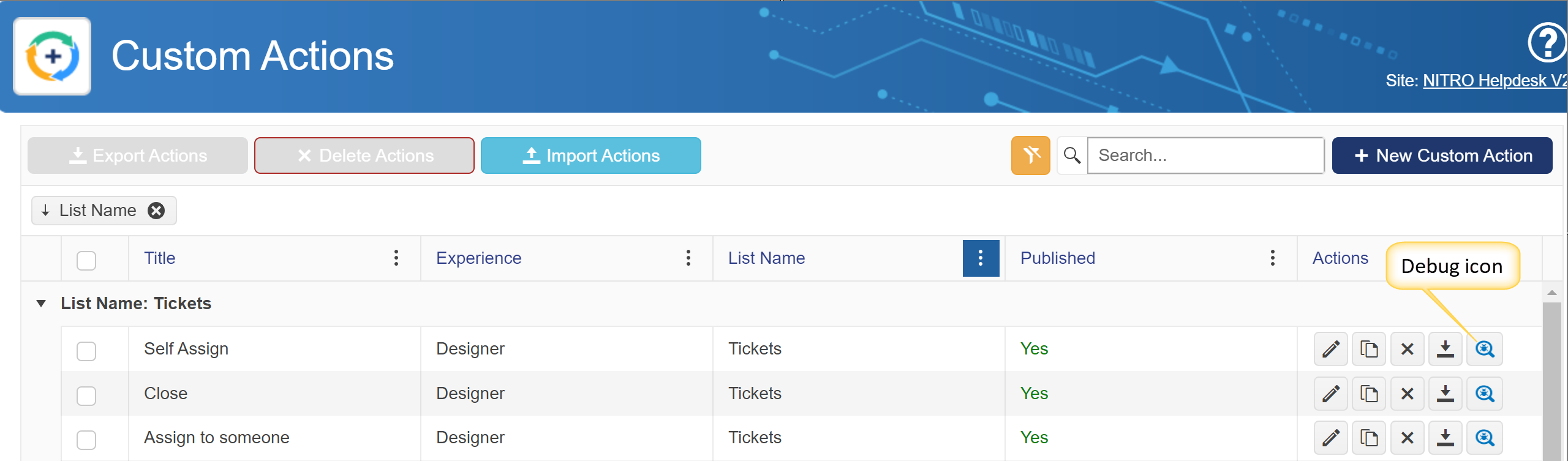 Debug in CA page