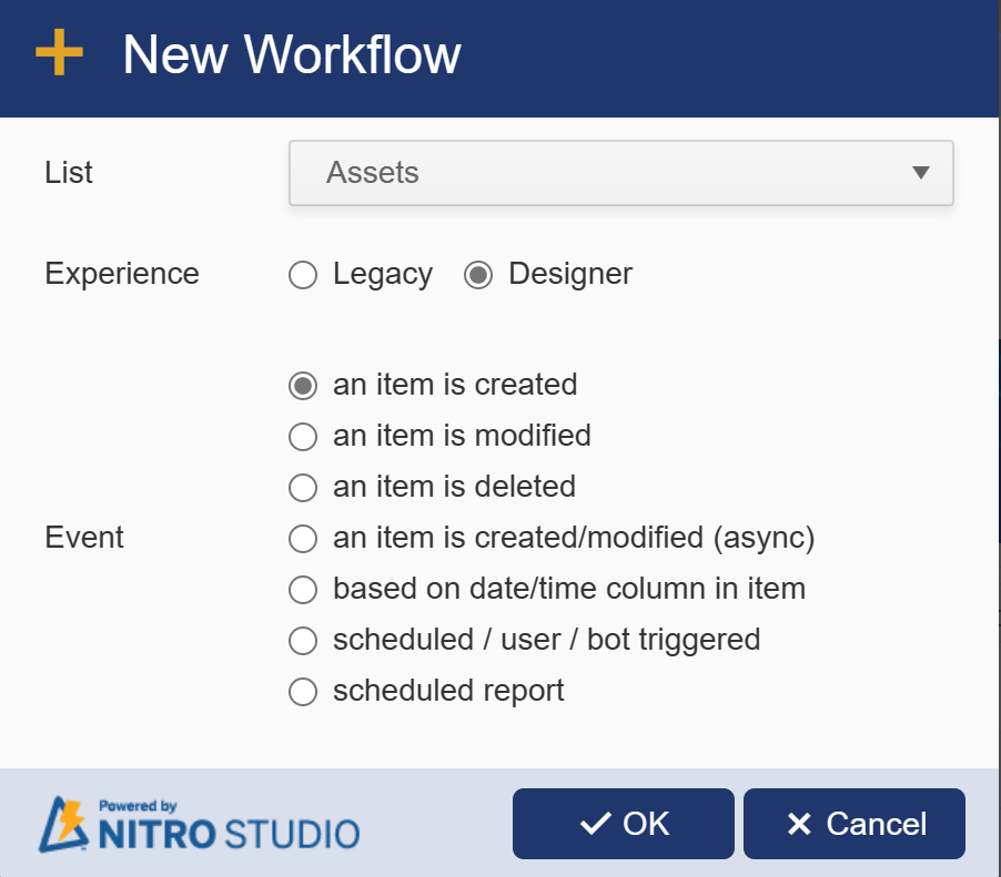 New workflow window 1