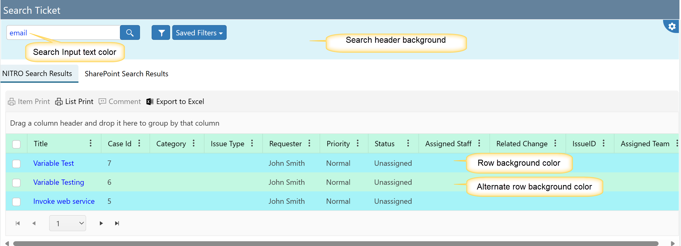 Sample theme output