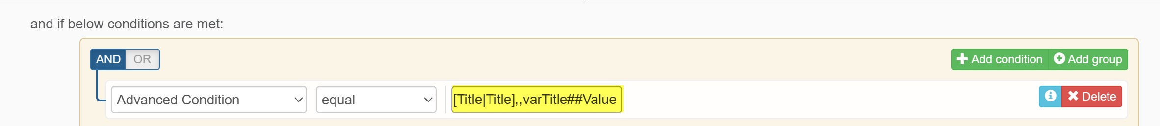 advance condition with variable