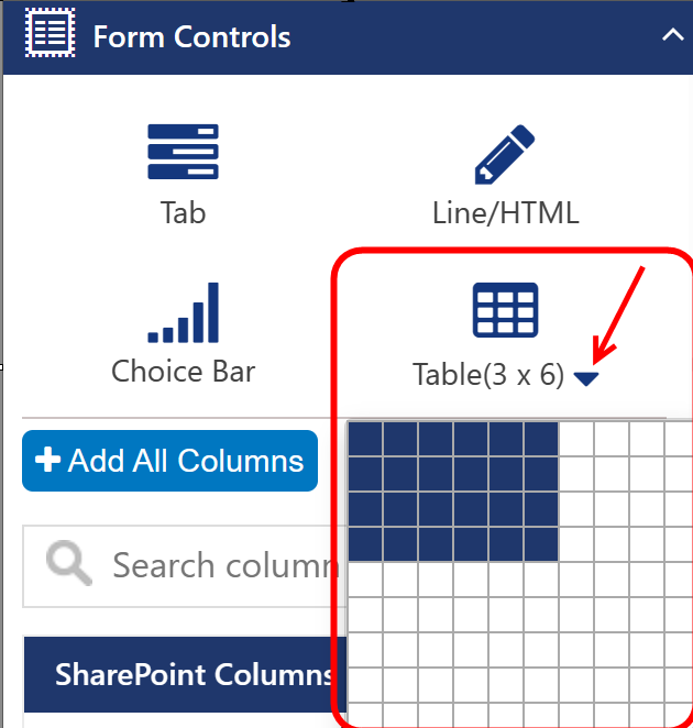 Tab size