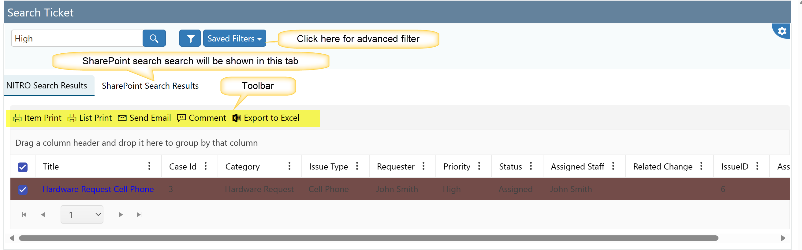 Toolbar and sharepoint search